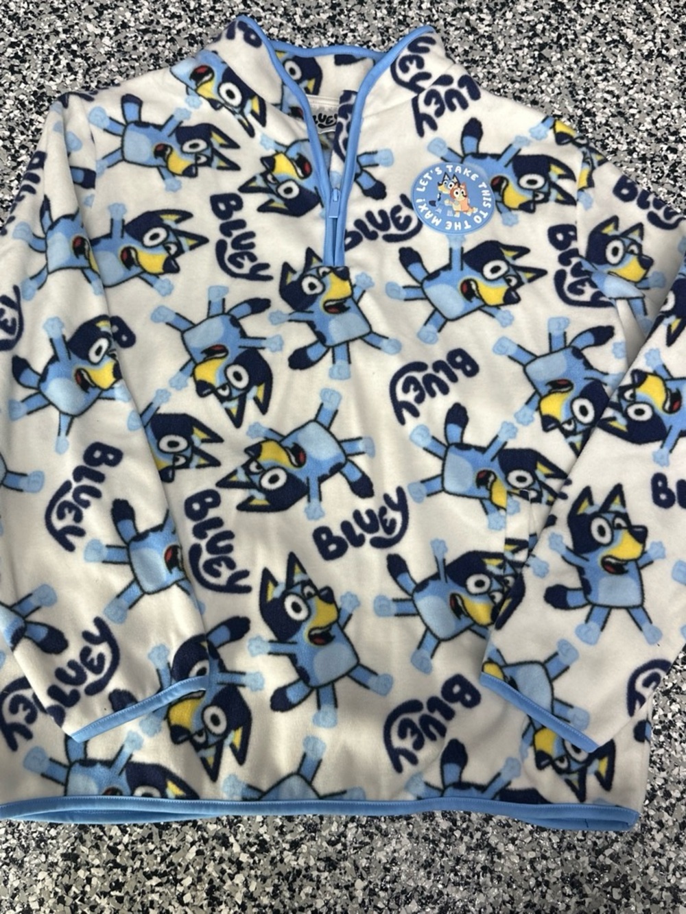 Bluey Print Cozy Fleece Pullover Sweater - Blue